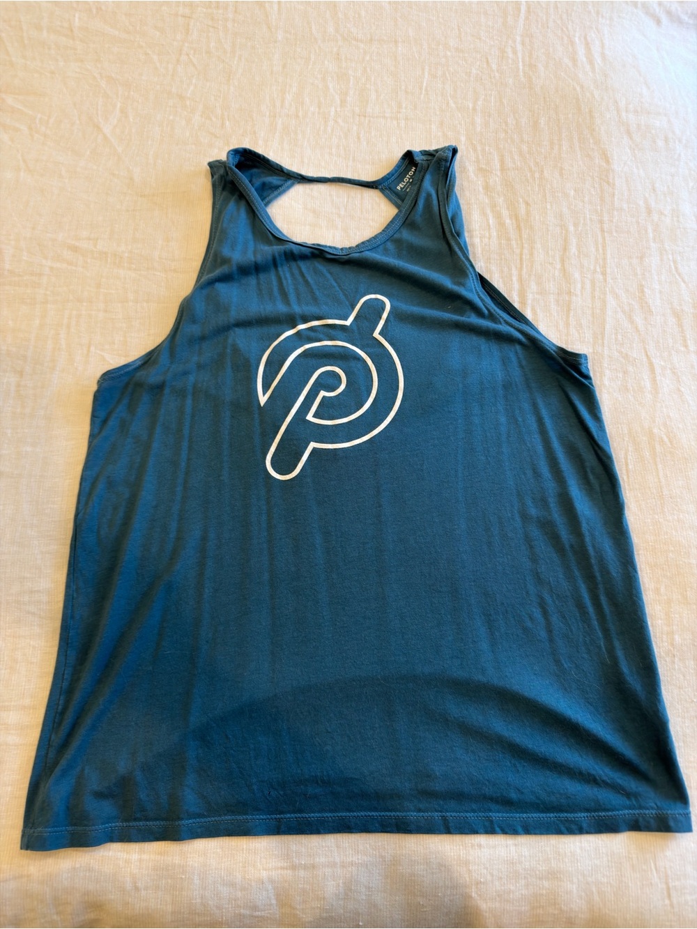 Peloton Teal Athletic Tank with White Logo